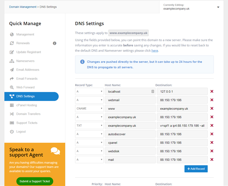 How to change DNS settings Easy Domains